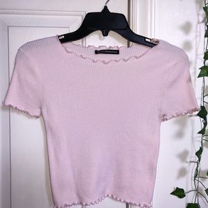 Light Pink Brandy Melville Cropped Short Sleeve